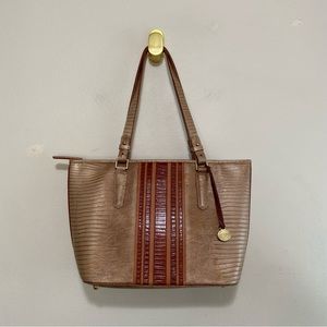 Brahmin Medium Asher Cabana Vineyard Stripe Embossed Leather Tote Bag